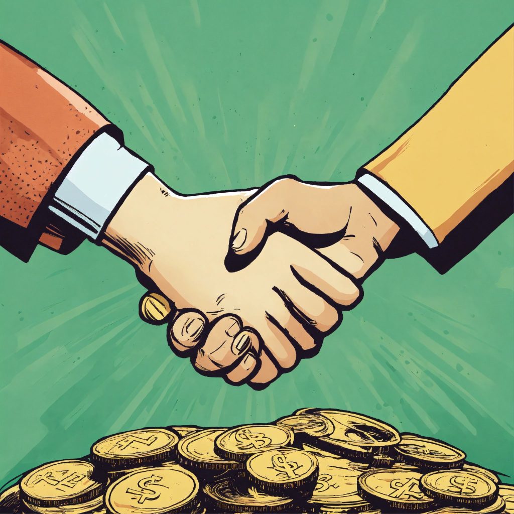 one hand giving money to another hand in comics st 2